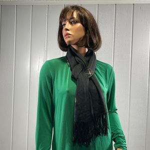 *Women's Black Butterfly Shawl with Fringe